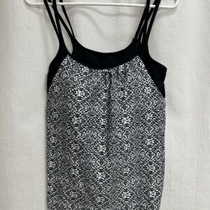 Splashletics Black and White Patterned Women's Tankini, Size L